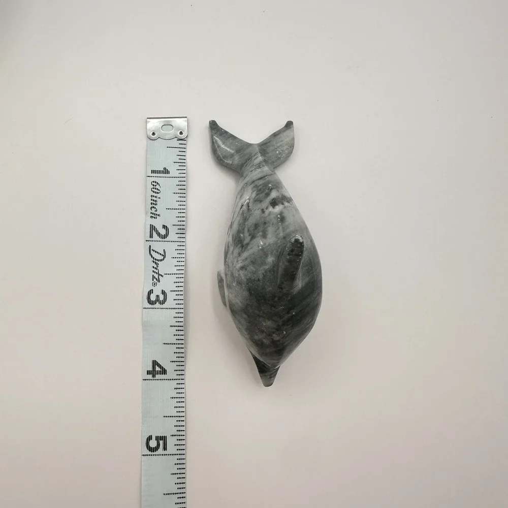 Vintage 90s Dolphin Figurine Gray Marbled Soapstone Ocean Home Decor Accessories